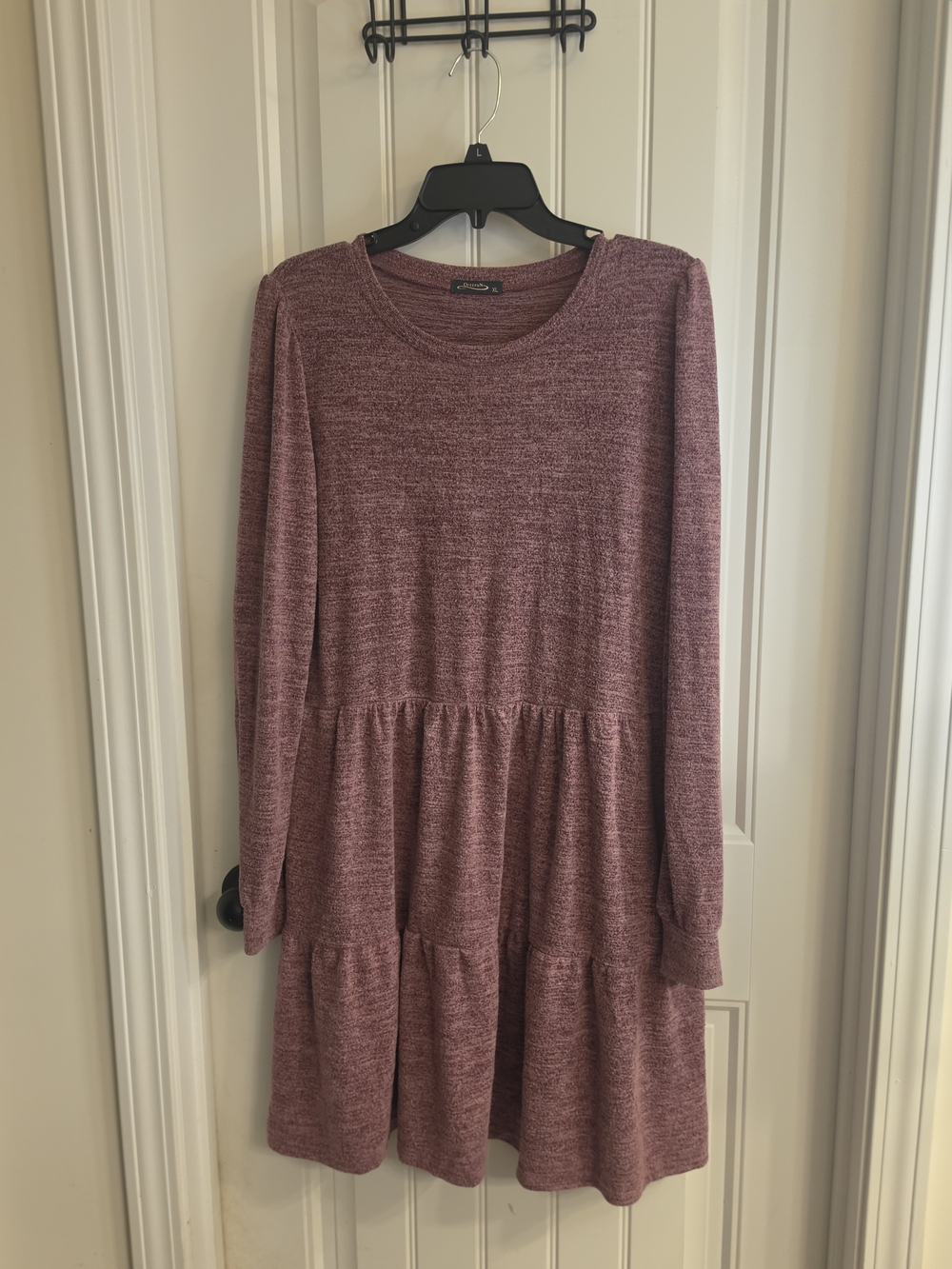 Women’s Long Sleeve Tiered Knit Dress - Mauve